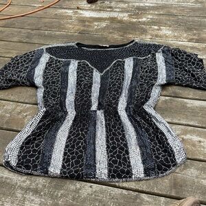 Parker Black Beaded Top, 100% silk size M
